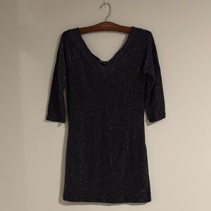 Le Chateau Shimmering Black Sleeved Dress